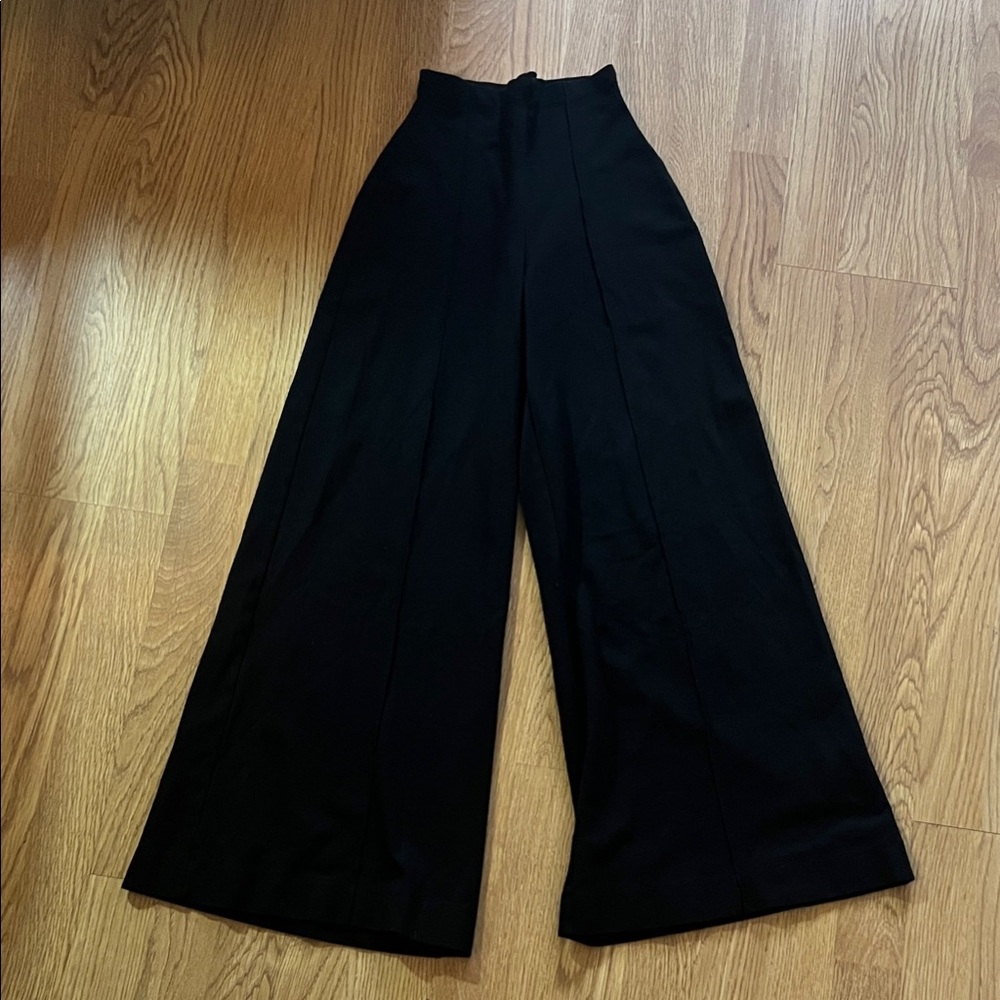 Black Ponte Wide Leg Knit Pant